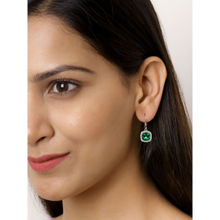 Ornate Jewels 925 Sterling Silver Green Emerald Cushion Cut Dangler Earrings For Women