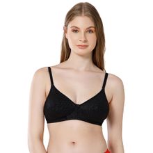 Bodycare Women Black Embroidered Cotton Full Coverage Bra