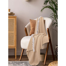 Sashaa World Chevron Delight Beige Versatile Cotton Throw