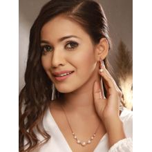 Jazz and Sizzle White Brass Pearl Necklace With Earrings