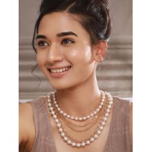 Jazz and Sizzle White Brass Pearl Necklace