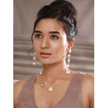 Jazz and Sizzle White Brass Pearl Necklace With Earrings