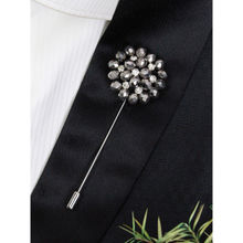 PELUCHE Stone Flower Silver Brooch Lapel Pin For Men