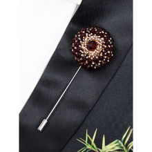 PELUCHE Crystal Spiral Flower Maroon Brooch Lapel Pin For Men