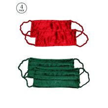 Bellofox Ruby And Emerald Sheen 3-layer 3-ply Satin Cotton Face Mask (pack Of 4)
