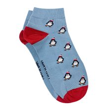 Mint & Oak Happy Feet Ankle Length Socks for Men - Blue (Free Size)