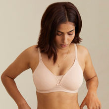 Nykd by Nykaa Breathe Cotton Padded Wireless Triangle T-Shirt Bra 3/4th Coverage - Nude NYB003