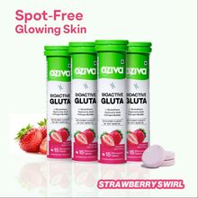 OZiva Bioactive Gluta Fizzy (L-Glutathione), Reduce Cellular Damage on Skin - Strawberry