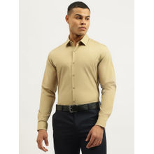 United Colors of Benetton Beige Slim Fit Spread Collar Neck Solid Shirt