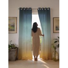Urban Space 35-40% Light Filtering Sheer Window Curtains - Blue Ombre (Pack of 2)