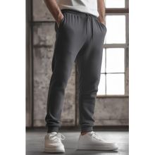 Nobero Grey Regular Fit Mid Rise Joggers