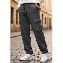 Nobero Grey Loose Mid Rise Oversized Cargo Utility Joggers