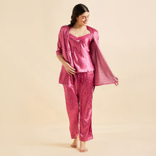 Sweet Dreams Women Printed 3 Piece Pyjama Set - Pink (Set of 3)