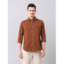 U.S. Polo Assn. Denim Co. Solid Orange Full Sleeves Collar Neck Shirt