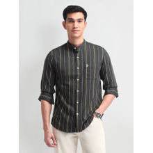 U.S. Polo Assn. Denim Co. Stripes Green Full Sleeves Mandarin Neck Shirt