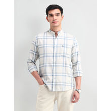 U.S. Polo Assn. Denim Co. Checks Beige Full Sleeves Mandarin Neck Shirt