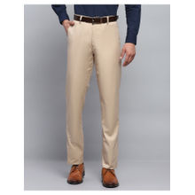 Monte Carlo Mens Solid Beige Formal Trousers