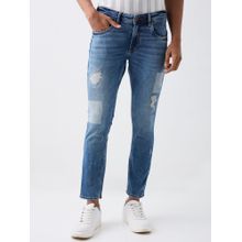 Spykar Men Kano Tapered Fit Mildly Distressed Heavy Fade Stretchable Jeans