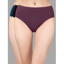 SOIE Womens High Rise Full Coverage Solid Cotton Stretch Hipsters (Pack Of 3)