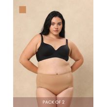 Krvvy Beige Airsoft Womens High Coverage Mid Rise Seamless Boyshorts (Pack Of 2)