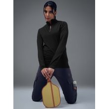 Technosport Black Solid Slim T-Shirt