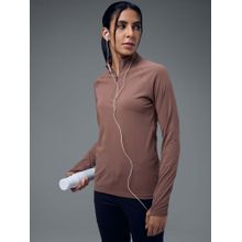 Technosport Brown Solid Slim T-Shirt