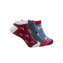 Mint & Oak Colourful Christmas Ankle Length Pack of 3 Socks for Women - Multi-Color (Free Size)