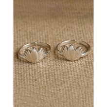 CLARA 925 Silver Size Adjustable Lotus Toe Rings Pair Gift For Women And Girls