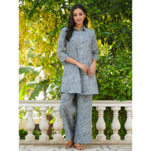 SAY Grey Color Printed Women Pure Cotton Kurti & Pyjama Night Suit (Set of 2)