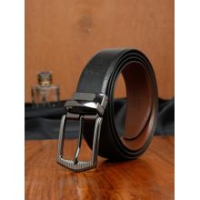 TEAKWOOD LEATHERS Men Textured Formal Reversible Black & Brown Leather Belt