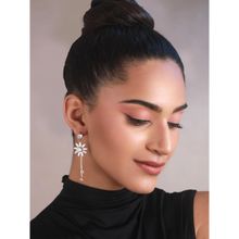 Priyaasi Floral Tasselled Ad Rose Gold-Plated Earrings
