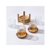 Car-O-Bar Natural Wood Coasters with Stand for Glasses