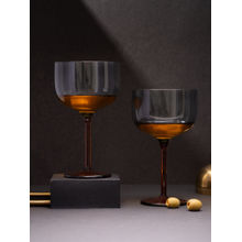 Car-O-Bar Ebony Wine & Cocktail Glass Greyish Black with Red Stem 240ml (Pack of 2)