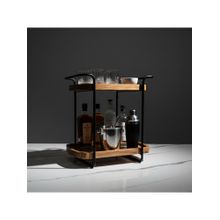 Car-O-Bar Premium 2-Tier Wooden Serving Shelf Countertop Wine & Whiskey Rack Mini Bar