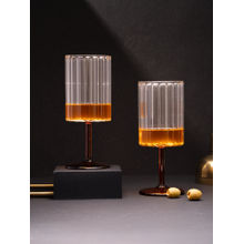 Car-O-Bar Ebony Wine Glass Handcrafted Premium Glasses 240Ml (Pack Of 2)