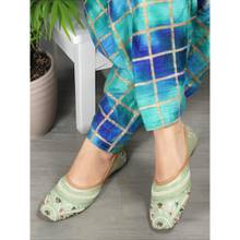 Iconics Green Slip On Women Juttis