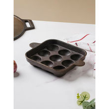 Nestasia Cast Iron Ultra Smooth Square Paniyaram Pan 9 Pit