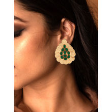 Suhani Pittie Gold teardrop earrings with green crystals