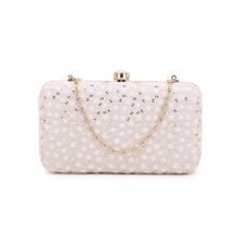 Anekaant Hue Pastel Pink & Gold Faux Silk Sequin Embroidered Box Clutch