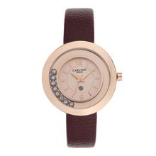 Carlton London Watches Rose Gold Analogue Watch -cl037rg2br