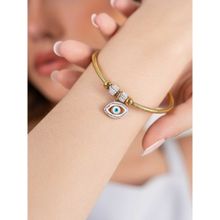 ZAISHA 18K Gold Plated White Evil Eye Charm Magnetic Bracelet