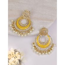 Priyaasi Kundan Studded Yellow Colored Earrings