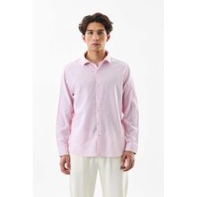 Snitch Mens Light Pink Stripes Full Sleeves Casual Shirt