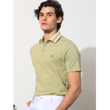 RARE RABBIT Divide Dusky Green Collared Neck Polo T-Shirt