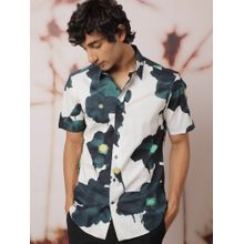 RARE RABBIT Jersey Green Fantasy Floral Printed Shirt