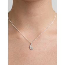 CLARA Silver Rhodium Plated Swiss Zirconia Moon Star Pendant Chain Necklace For Women & Girls
