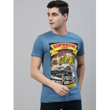 Conditions Apply Blue Printed T-Shirt