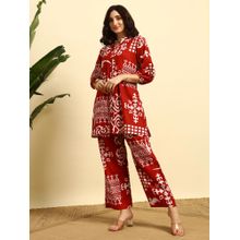 SEPHANI Red Printed Nightsuit Set