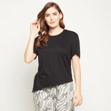 Clovia Cotton Chic Basic Short Sleeves Sleep T-Shirt-Black