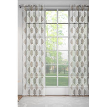 GM Damask Grey Sheer Door Curtains (Pack of 2) (7 Feet)